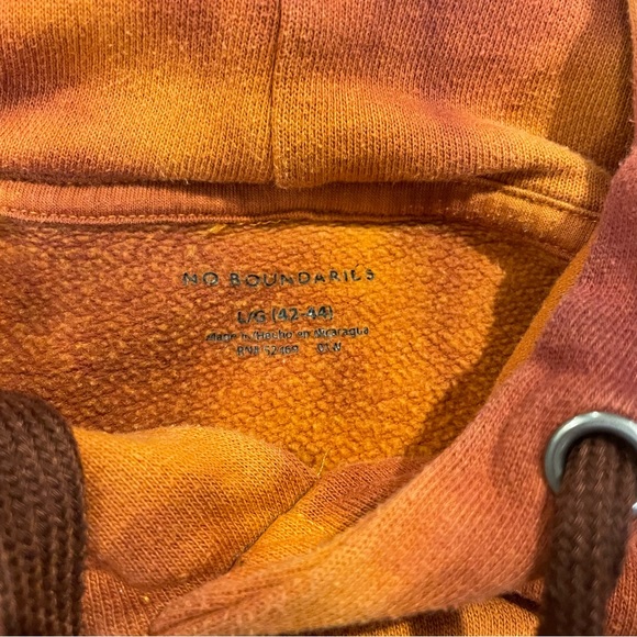 Tie Dye Cropped Hoodie Rust Orange Oversized Streetwear Raw Hem - Picture 5 of 5